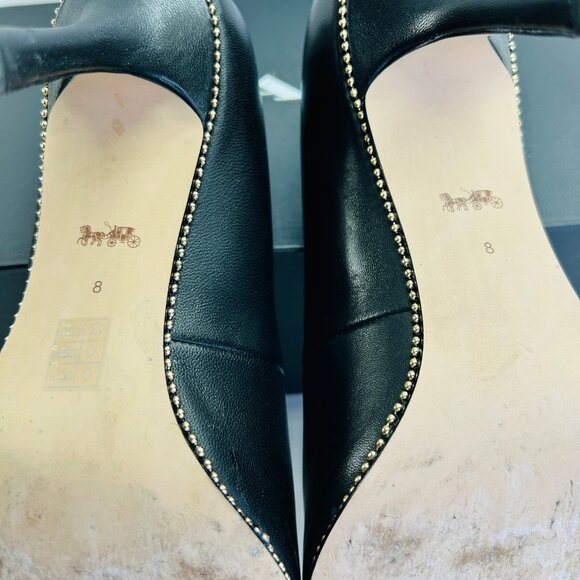 Coach Samantha Leather Black Pump Size 8B Studded Pointed Toe High Heel - Picture 15 of 16